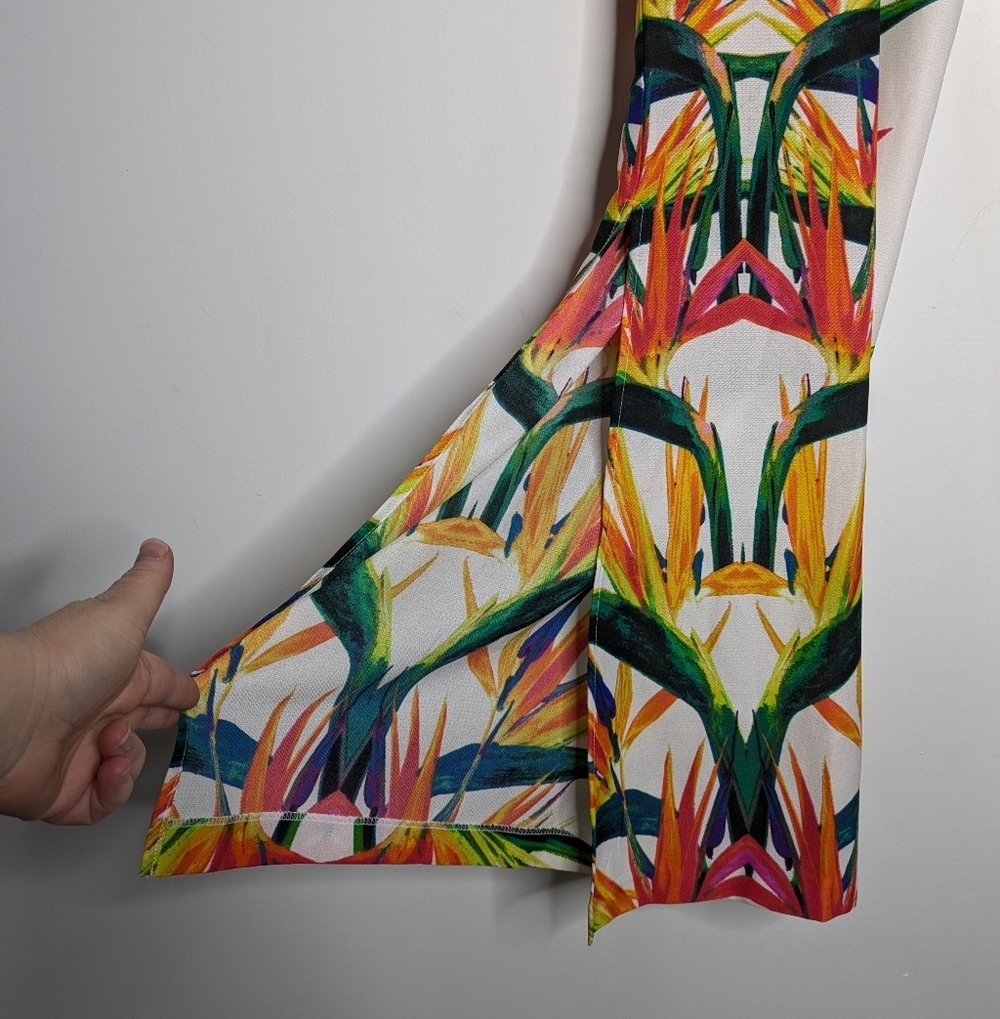 NWT Bisou Bisou White Colorful Bird Of Paradise Floral Sheer Summer Lounge Pant - Picture 4 of 13